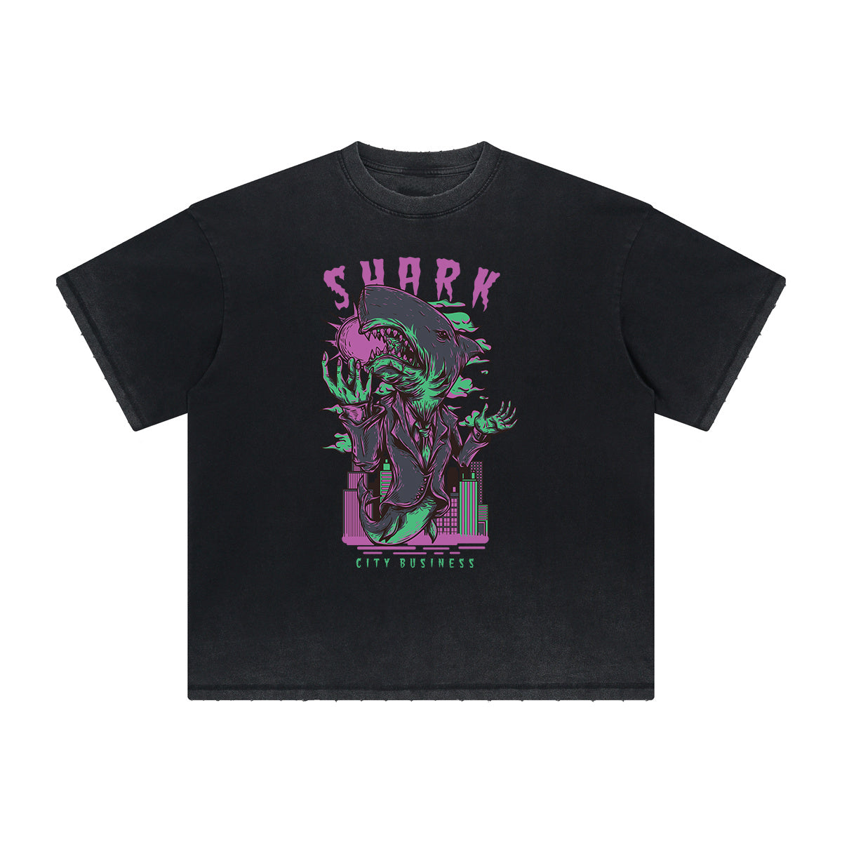 Camiseta con estampado abstracto de dibujos animados grueso y descolorido