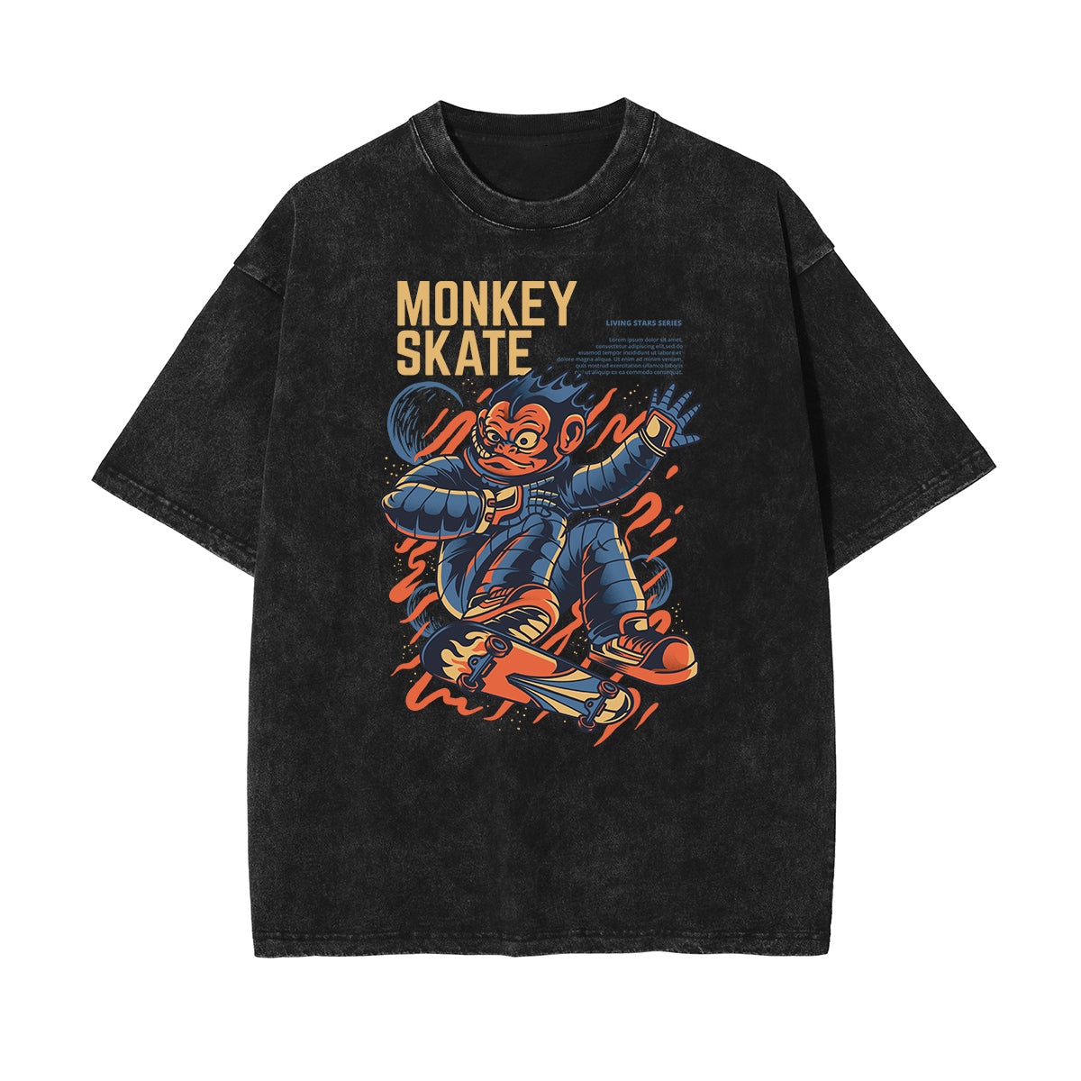 Camiseta con estampado abstracto de dibujos animados descolorido