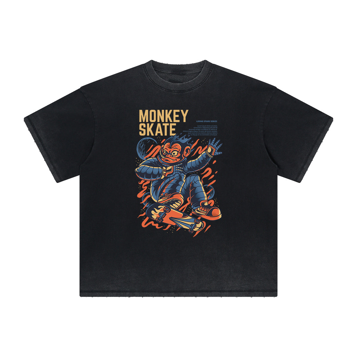 Camiseta con estampado abstracto de dibujos animados grueso y descolorido