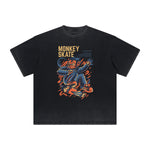 Camiseta con estampado abstracto de dibujos animados grueso y descolorido