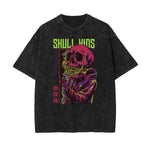 Camiseta con estampado abstracto de dibujos animados descolorido