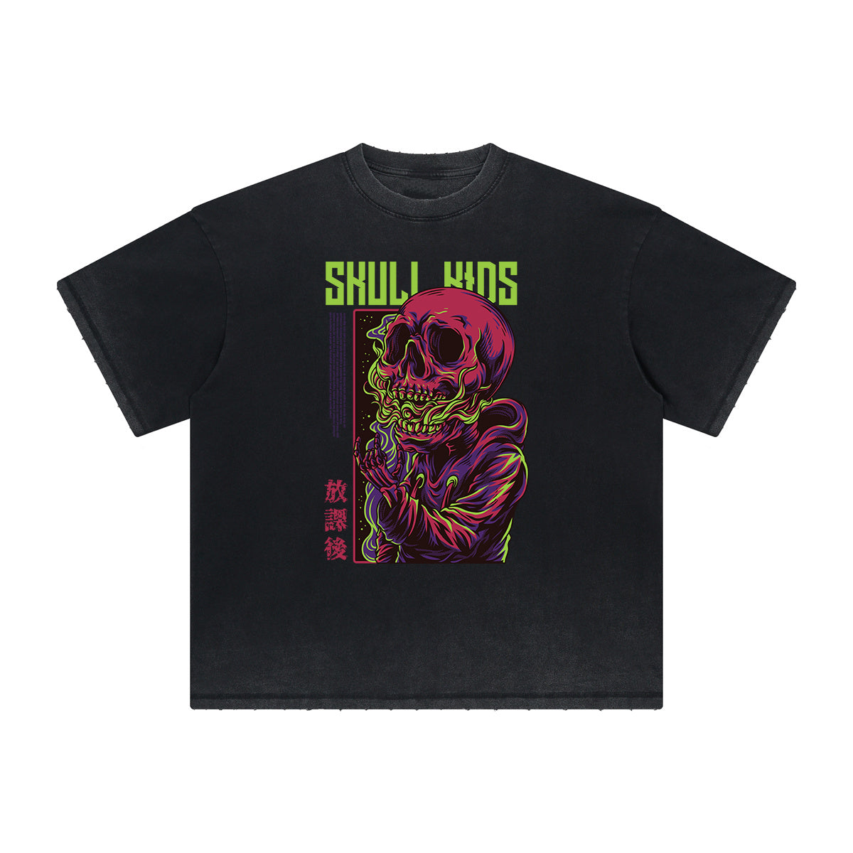 Camiseta con estampado abstracto de dibujos animados grueso y descolorido