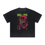 Camiseta con estampado abstracto de dibujos animados grueso y descolorido