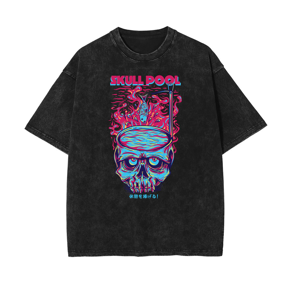 Camiseta con estampado abstracto de dibujos animados descolorido