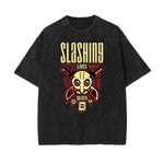 Camiseta con estampado abstracto de dibujos animados descolorido