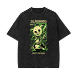 Camiseta con estampado abstracto de dibujos animados descolorido