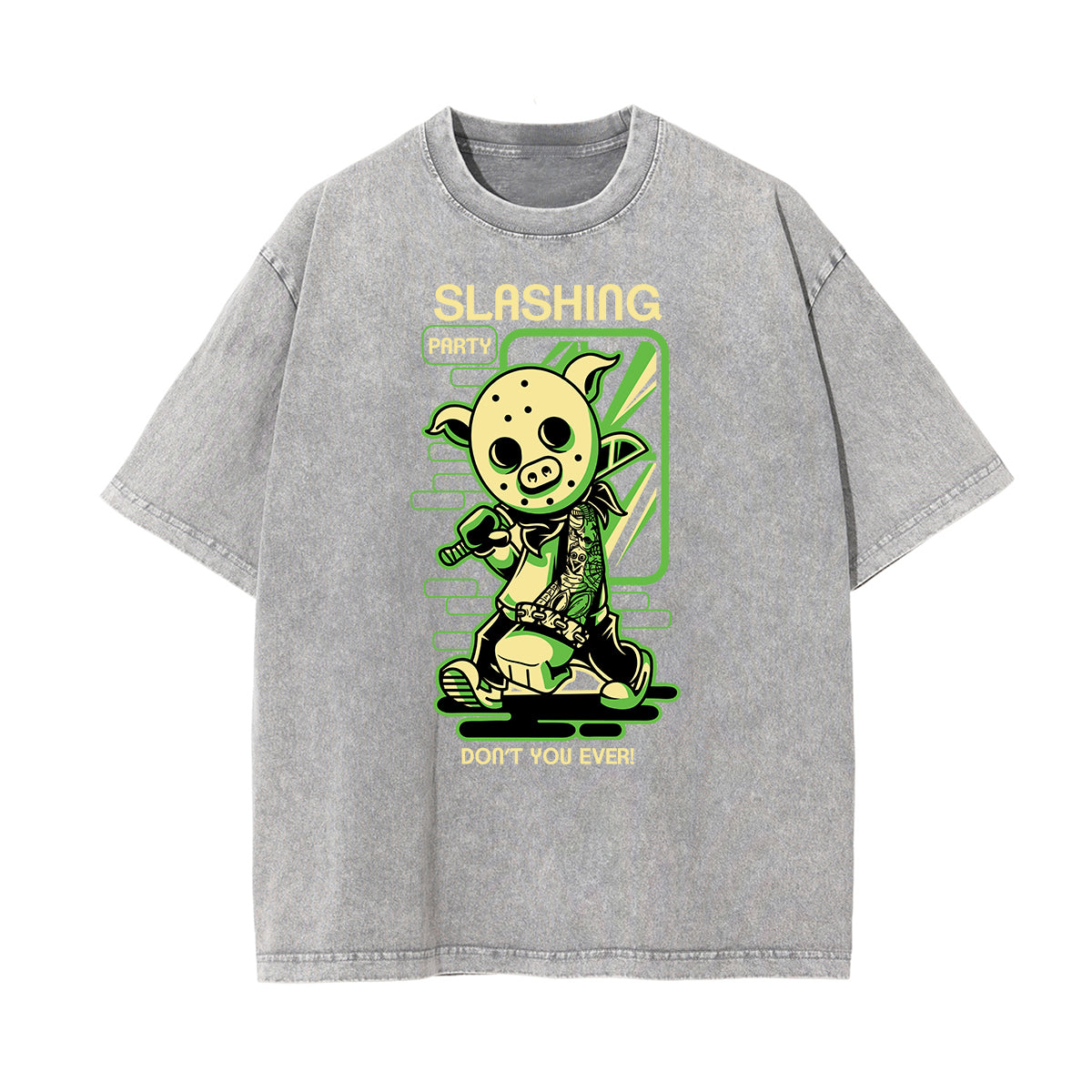 Cartoon Abstract Stone Wash Graphic Tee