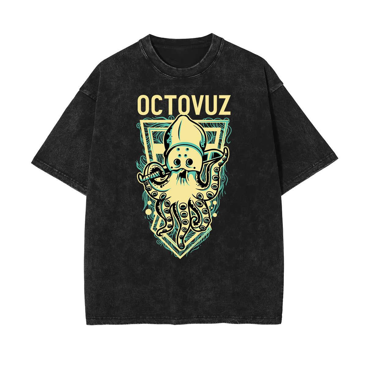 Camiseta con estampado abstracto de dibujos animados descolorido