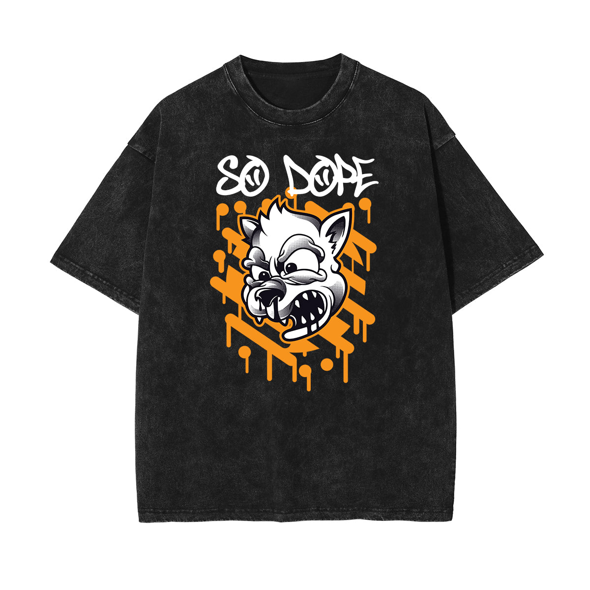 Camiseta con estampado abstracto de dibujos animados descolorido