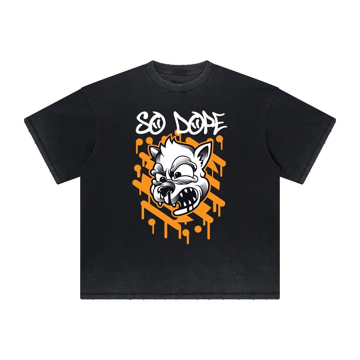 Camiseta con estampado abstracto de dibujos animados grueso y descolorido