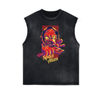 Camiseta sin mangas con estampado abstracto de dibujos animados