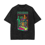 Camiseta con estampado abstracto de dibujos animados descolorido