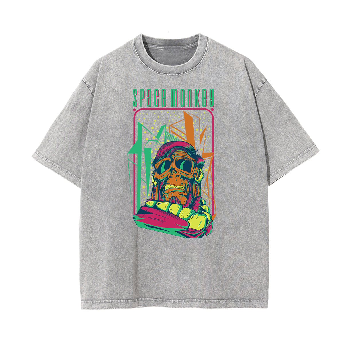 Cartoon Abstract Stone Wash Graphic Tee