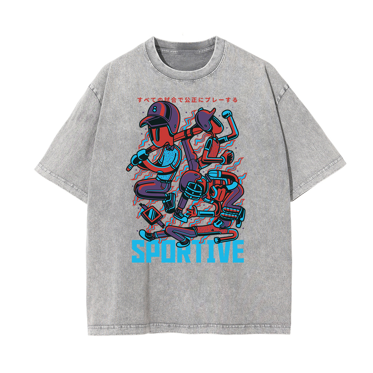 Cartoon Abstract Stone Wash Graphic Tee