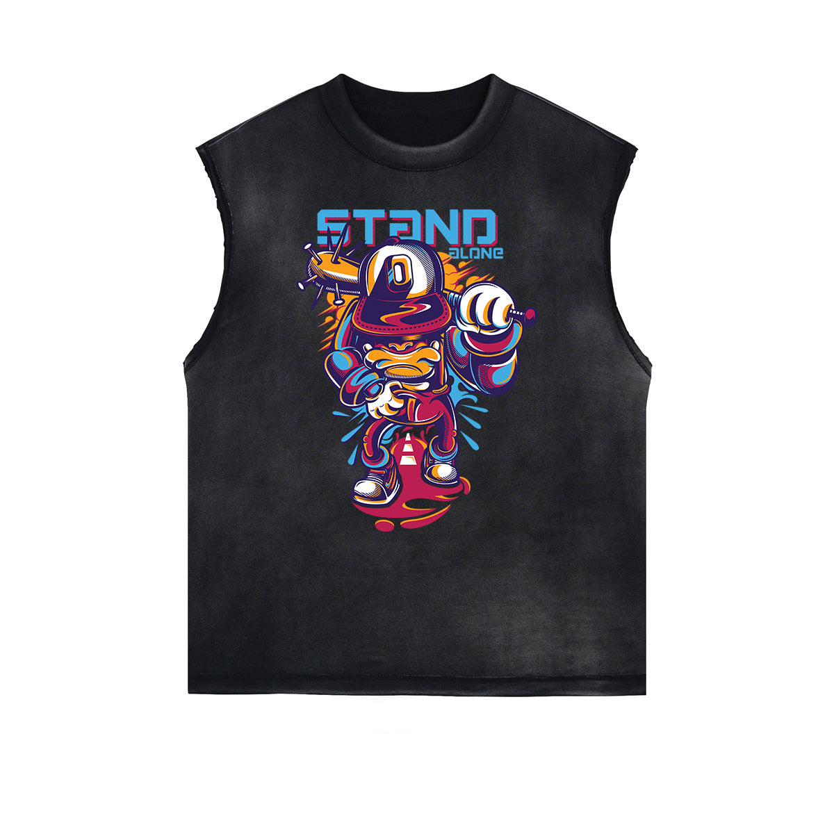 Camiseta sin mangas con estampado de dibujos animados retro