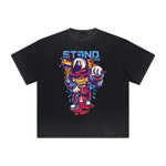 Camiseta gráfica deshilachada vintage de dibujos animados retro