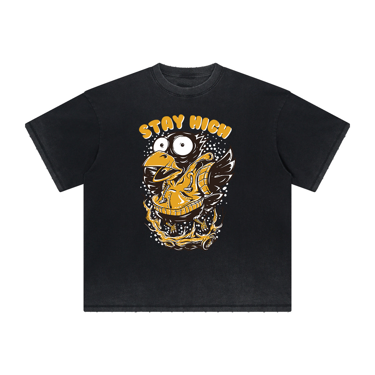Camiseta gráfica deshilachada vintage de dibujos animados retro