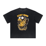 Camiseta gráfica deshilachada vintage de dibujos animados retro