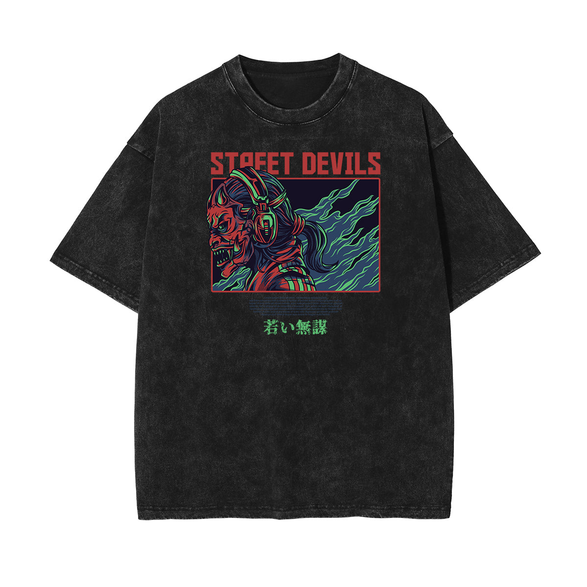 Camiseta retro con estampado de dibujos animados descoloridos