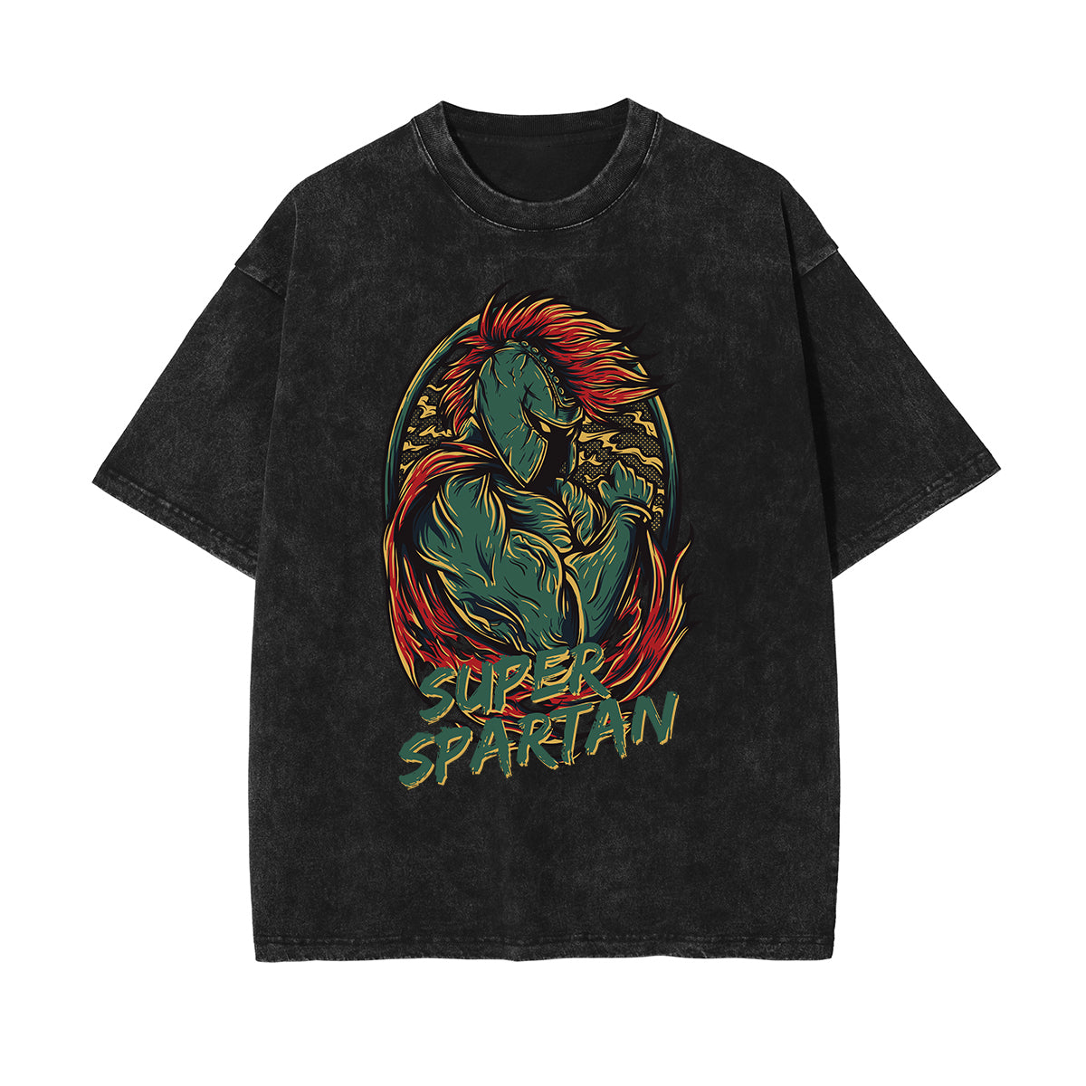 Camiseta retro con estampado de dibujos animados descoloridos