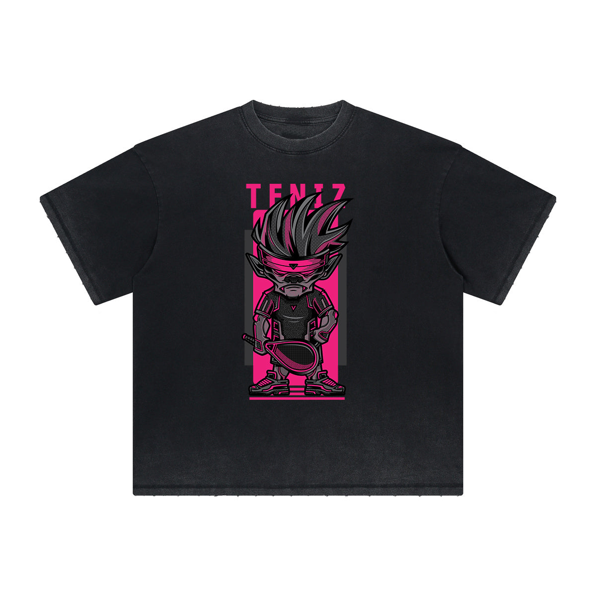 Camiseta gráfica deshilachada vintage de dibujos animados retro