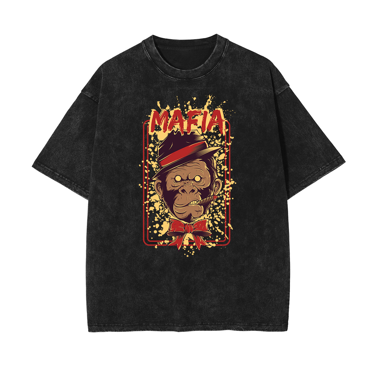 Camiseta retro con estampado de dibujos animados descoloridos