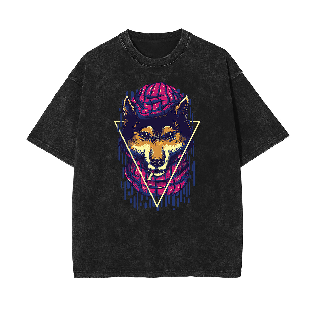 Camiseta retro con estampado de dibujos animados descoloridos