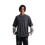 Washed Colorblock Contrast Sleeve Tee