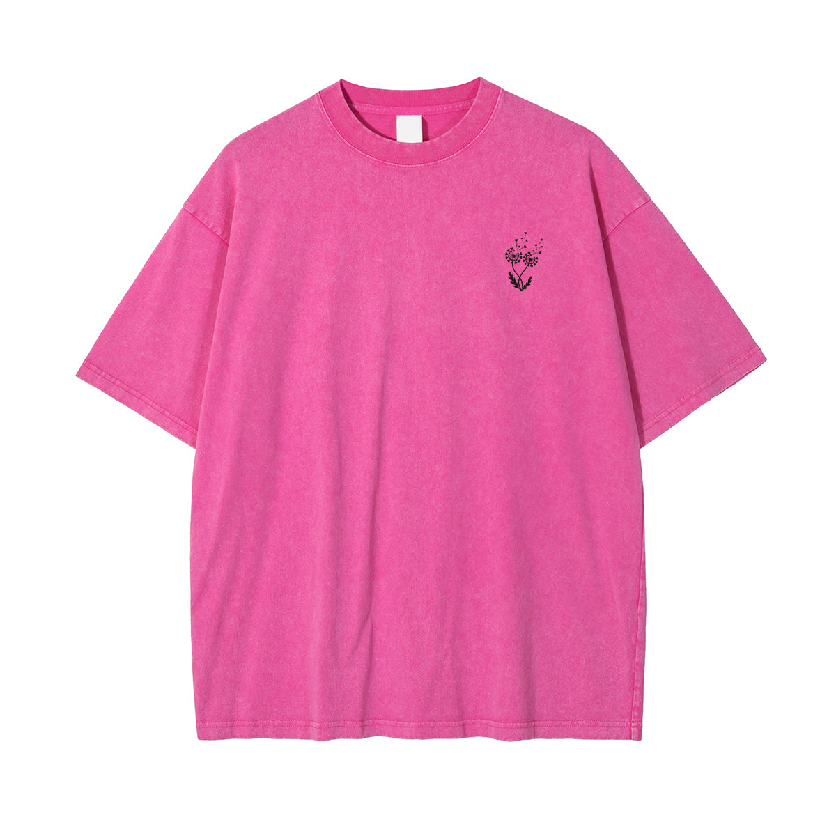 Stone Wash Line Art Flowers Graphic Tee