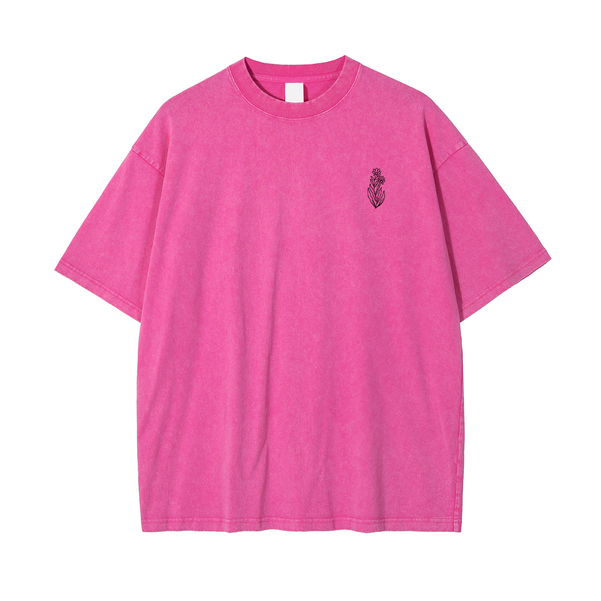 Stone Wash Line Art Flowers Graphic Tee