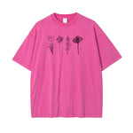 Camiseta rosa con estampado de líneas florales