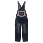 Embroidery Patchwork Denim Cargo Overalls