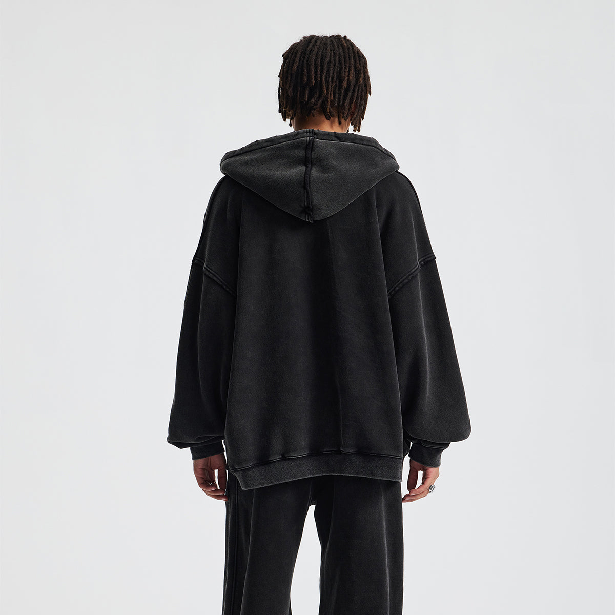 Oversized Vintage Washed Zip Up French Terry Hoodie