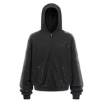 Distressed Paint Splatter Zippered Hoodie