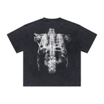 Vintage Washed Skeleton Graphic Oversized Streetwear Tee
