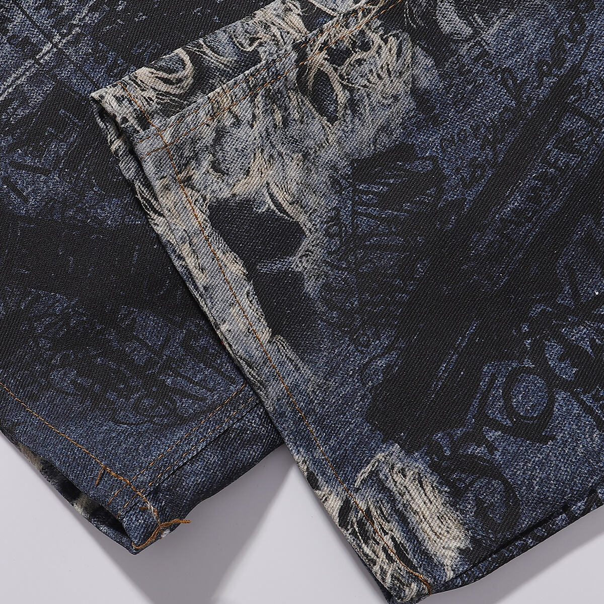 Unisex Streetwear Printed Baggy Jeans