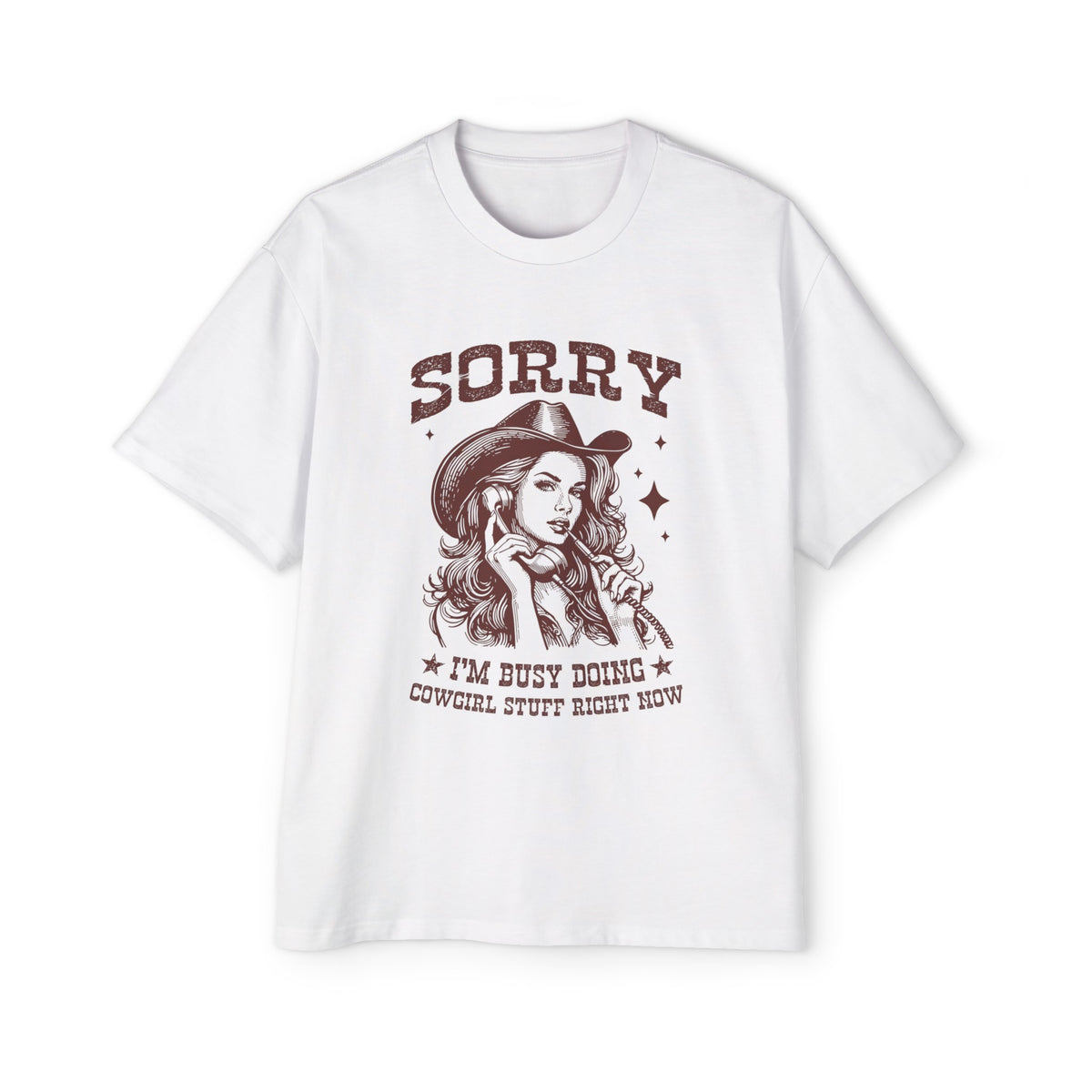 Cowgirl With Vintage Phone Graphic Tee-INNBLAC Fashion Apparel