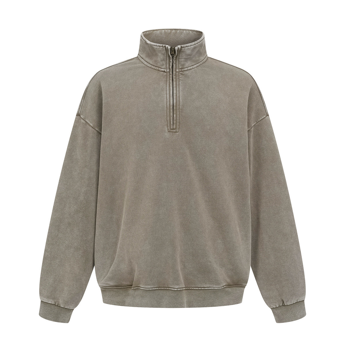 Distressed Wash Comfort Zip Pullover Sweatshirt