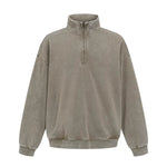 Distressed Wash Comfort Zip Pullover Sweatshirt