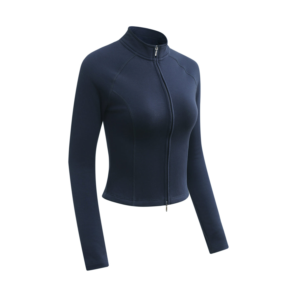 Double-Slider Zipper Fleece Cropped Sweatshirt