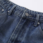 Ripped Patchwork Camo Denim Bermuda Shorts