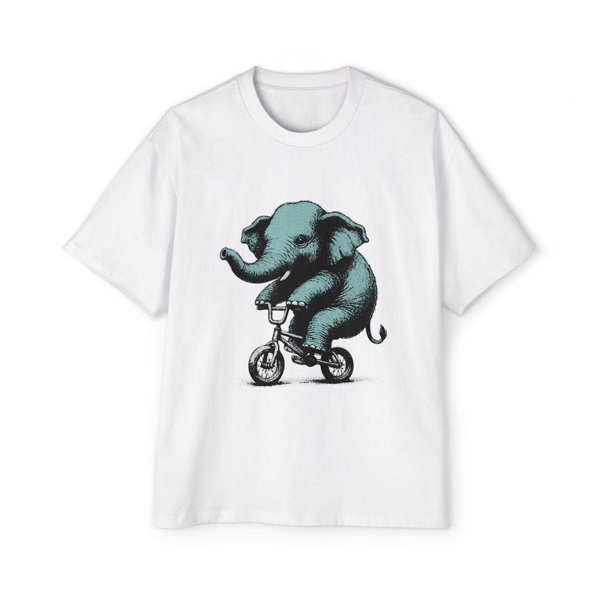 Elephant Riding Bicycle Graphic Tee-INNBLAC Fashion Apparel