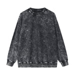 Stone-Washed Distressed Loose-Fit Sweatshirt