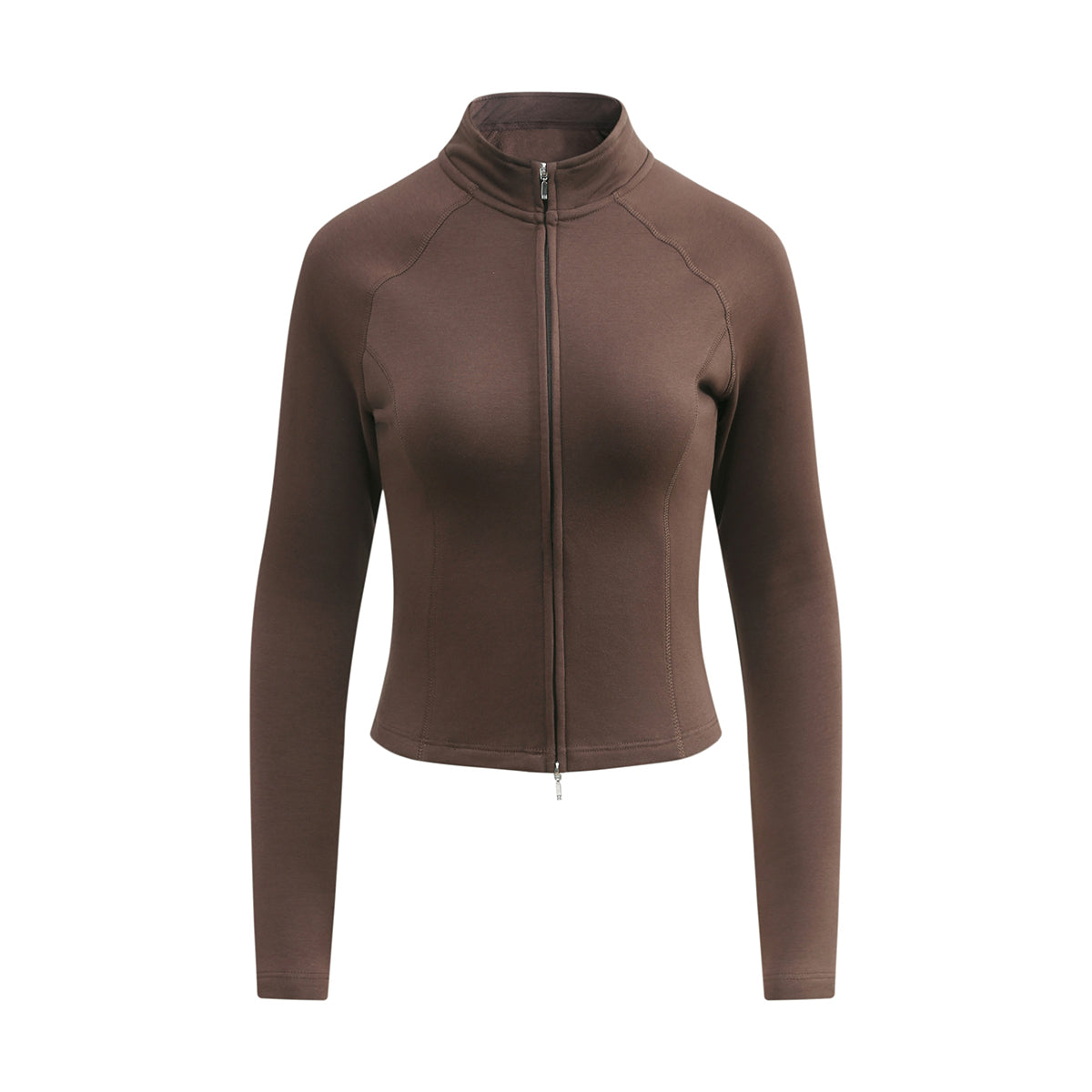 Double-Slider Zipper Fleece Cropped Sweatshirt