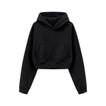 Solid Kangaroo Pocket Crop Hoodie