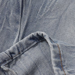 High-Waist Washed Denim Bermuda Shorts