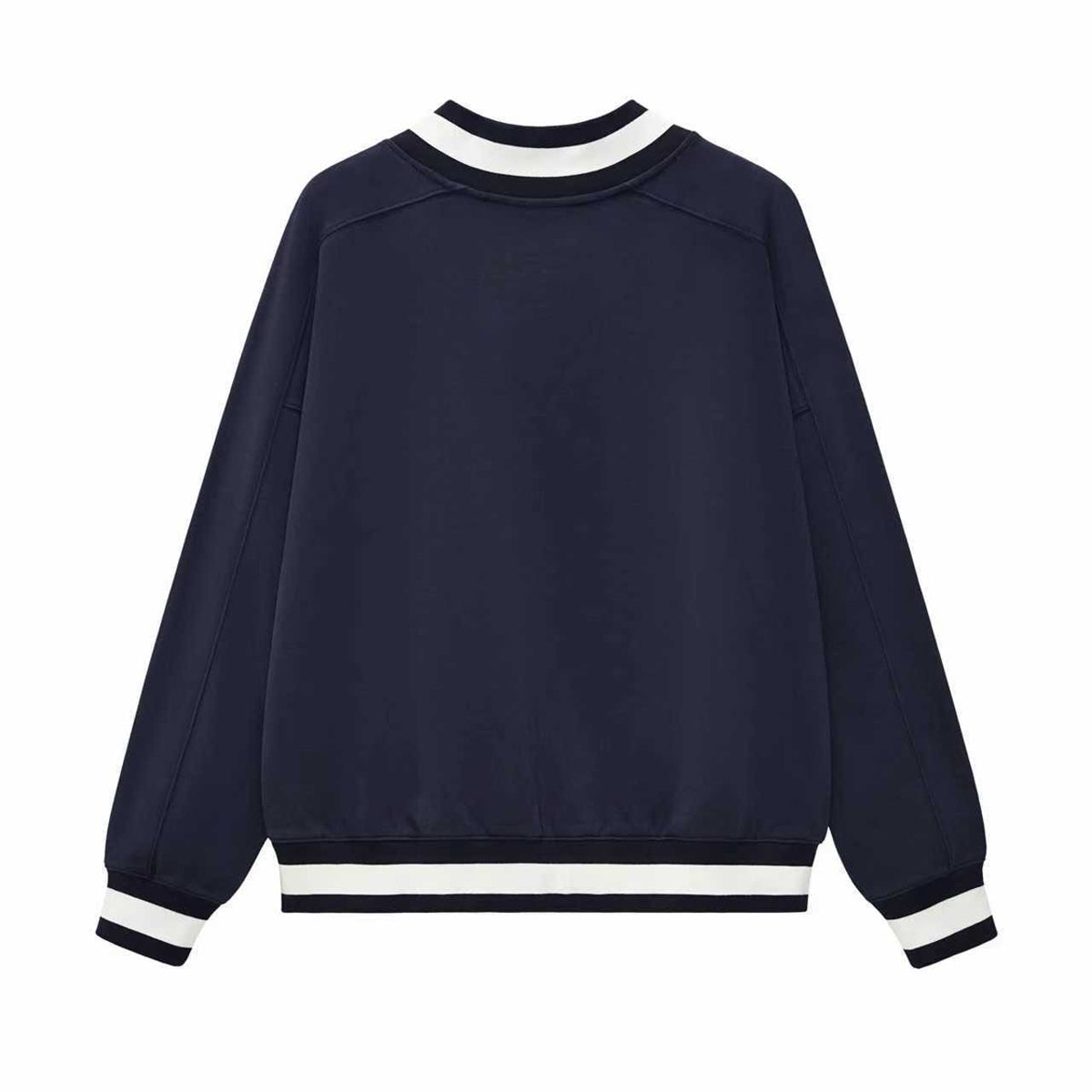 Contrast Trim V-Neck Pullover Sweatshirt