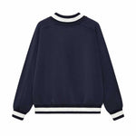 Contrast Trim V-Neck Pullover Sweatshirt