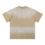 Gradient-Fade Distressed Edge Cotton Tee 7.8oz