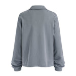 Distressed Edge Buttonless Long-Sleeve Polo